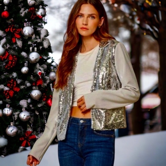 Savanna Jane Sequin Shining Night Jacket Size Med NWT - Picture 1 of 12